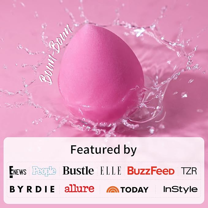 BEAKEY Makeup Sponge Set for Blending, Pink Soft Beauty Sponges