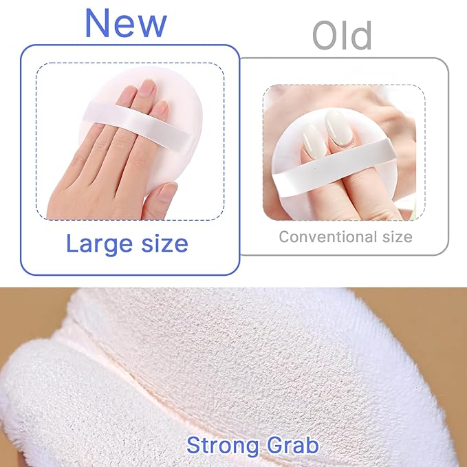 Qiifaiikooii 2 Pcs Powder Puff,3.14 Inch Powder Puffs for Body Powder Face Loose Powder Large(White)