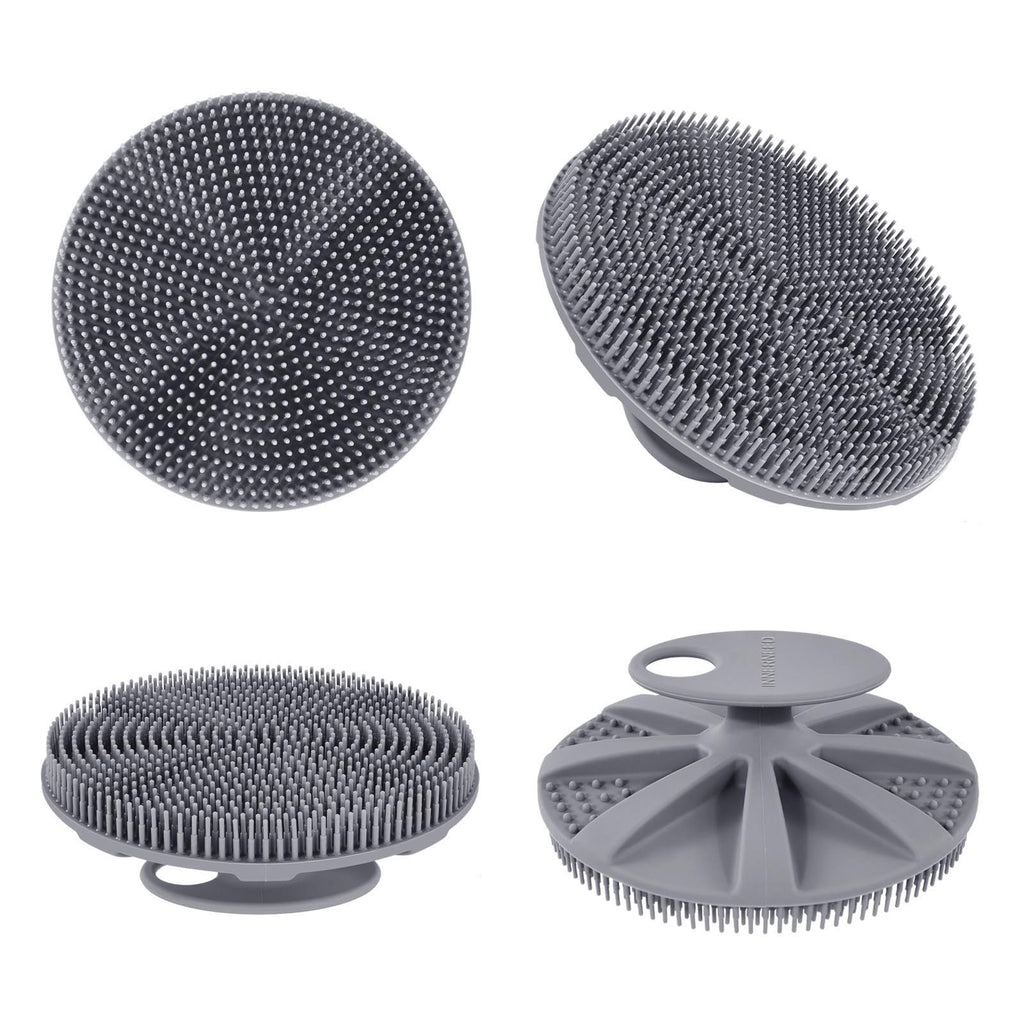 INNERNEED Food-Grade Soft Silicone Body Scrubber Shower Brush, Black+Gray