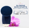 YOUTHLUX SoniGlow Silicone Face Scrubber/Facial Cleansing Brush – Electric Vibrating Skincare Scrubber Tool for Deep Pore Cleansing, Gentle Massage, Makeup Removal, Waterproof and Rechargeable (Navy)