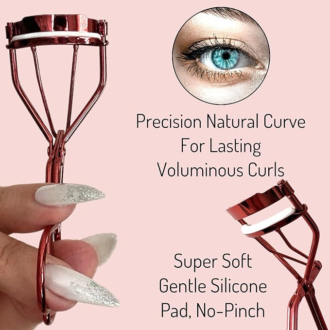 2 Vintage Style Metallic Red Eyelash Curler Easy to Use High Drama Lashes Rubber Coated Non-Slip Handle Easy Gentle Way to Curl Lashes High Impact Eye-Opening Effects