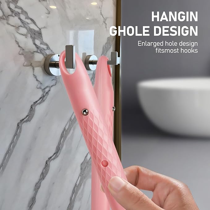 OZNER 24 Inches Silicone Back Scrubber for Shower - Extendable Long Handle Shower Brush with Dual-Sided Bristles - Exfoliating Body Scrubber for Sensitive Skin - Perfect for Men & Women (Pink)