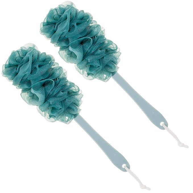 Arswin Back Scrubber for Shower, Loofah Long Handle Bath Body Brush, Soft Nylon Mesh Sponge On a Stick for Shower Men Women Kids Elderly, Exfoliating Scrub Cleaning Luffa for All Kinds of Skin(Pink)