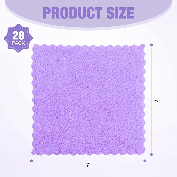 JOHOKAKITI 28 Pack Makeup Remover Cloths, Super Soft Premium Coral Velvet Facial Cleansing Towels 7x7 Inch, Highly Absorbent Microfiber Reusable Washcloths for Face, Eye, Lips