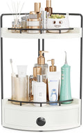 Aollewoiti 2-Tier Corner Bathroom Counter Organizer with Drawer, White