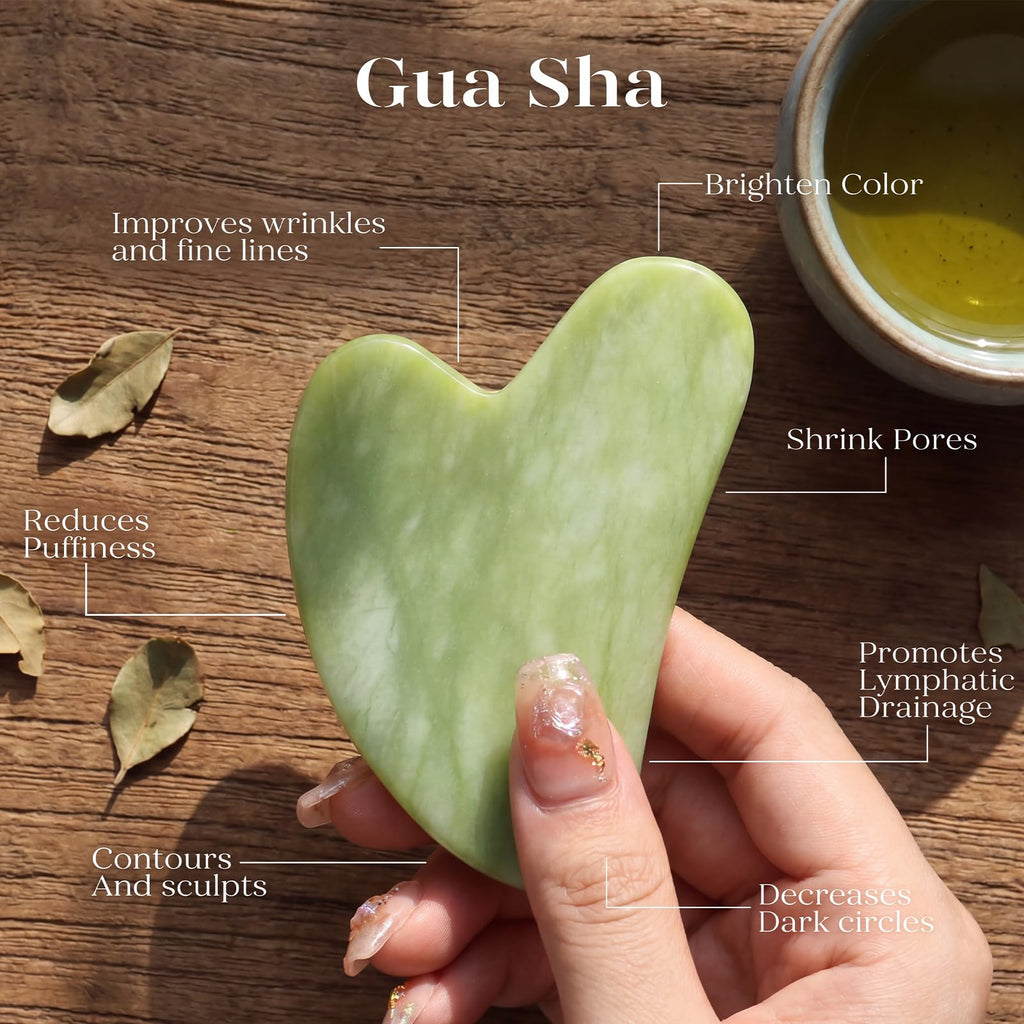 BAIMEI IcyMe Jade Face Roller & Gua Sha Set,Self Care Gifts for Women