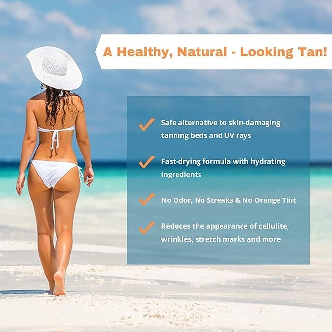 Tan Physics Sunless Tanner 8oz with Anklet – Self Tanning Lotion – Instant Tanning Lotion for Face & Body – Natural Self Tanner for a Streak-Free, Long-Lasting Glow