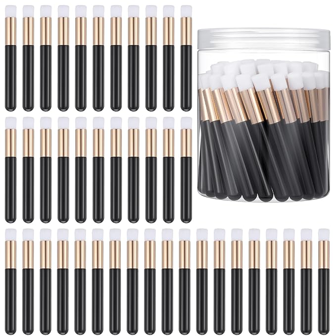 60 Pcs Lash Brushes for Cleaning, Lash Shampoo Brushes Eyelash Extension Cleansing Ultrafine Soft Bristles Nose Pore Deep Cleaning Facial Cleansing Brush with Container (Black, 3.8Inch)