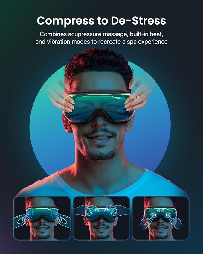 RENPHO Eye Massager with Voice Control, Heated Eye Mask, Smart Sleep Mask, Eye Care with Bluetooth Music, Birthday Gifts for Men Women, Eyeris 1V