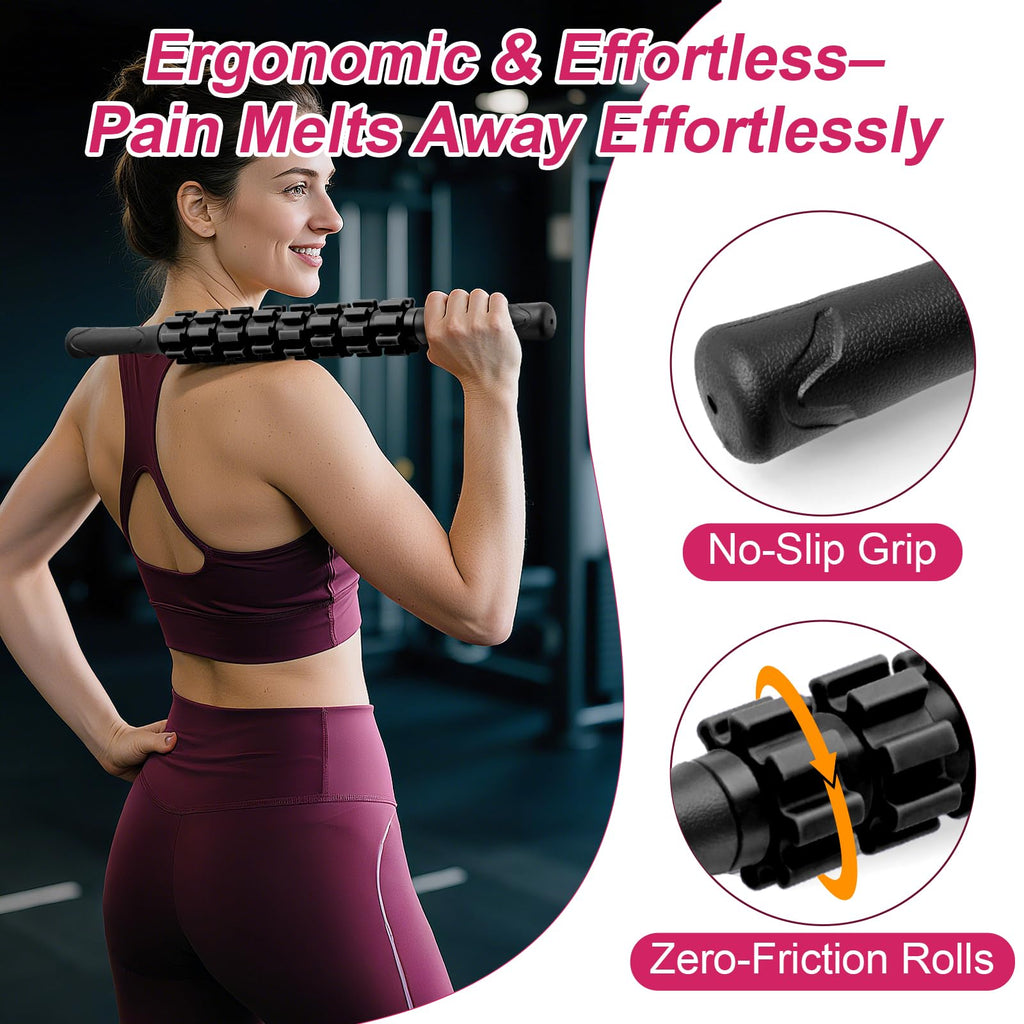 ZanLLW Muscle Roller Stick, Muscle Roller, Liposuction Massage Roller for Lymphatic Drainage, Massager Stick for Relief Muscle Soreness, Trigger Points, Help Exercise Runner Legs, Back Recovery