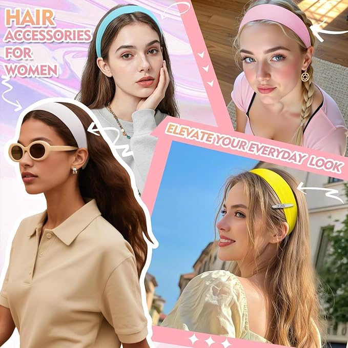 8Pcs Headbands for Women Girls Valentines Day Gifts, Stretchy Soft Neon Head Bands Gift Set Woman Gift for Her Fashion Hair Accessories hairband Galentines Gifts Christmas Easter Basket Stuffers