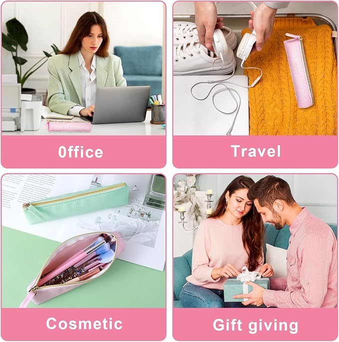 Tucnoeu 2pcs Small Leather Pouch Mini Cosmetic Bag for Purse Small Make Up Bag with Zipper Portable Cosmetic Organizer for Women and Girls