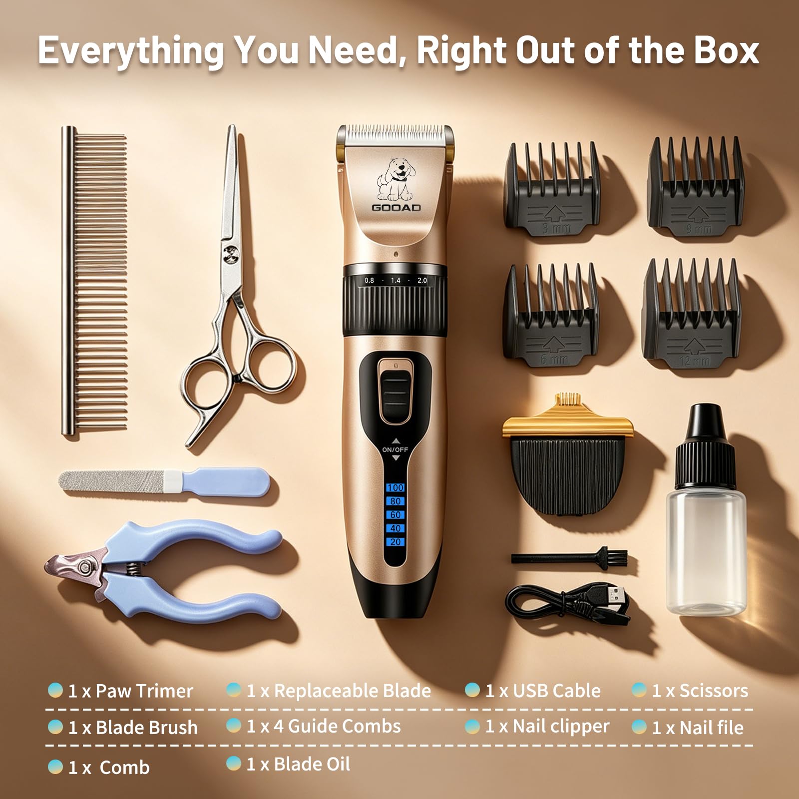 Gooad Dog Clippers for Grooming,Dog Grooming Kit for Heavy Thick Hair&Coats