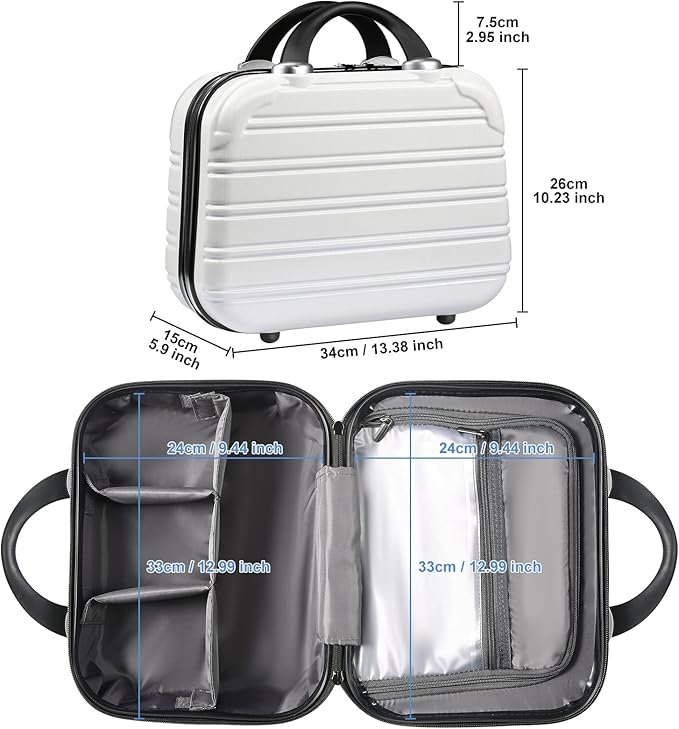 JZRTravel 14-Inch Makeup Train Case Hardshell PC+ABS Travel Cosmetic Organizer, Makeup Storage Box for Toiletry Durable Portable Gifts for Women.