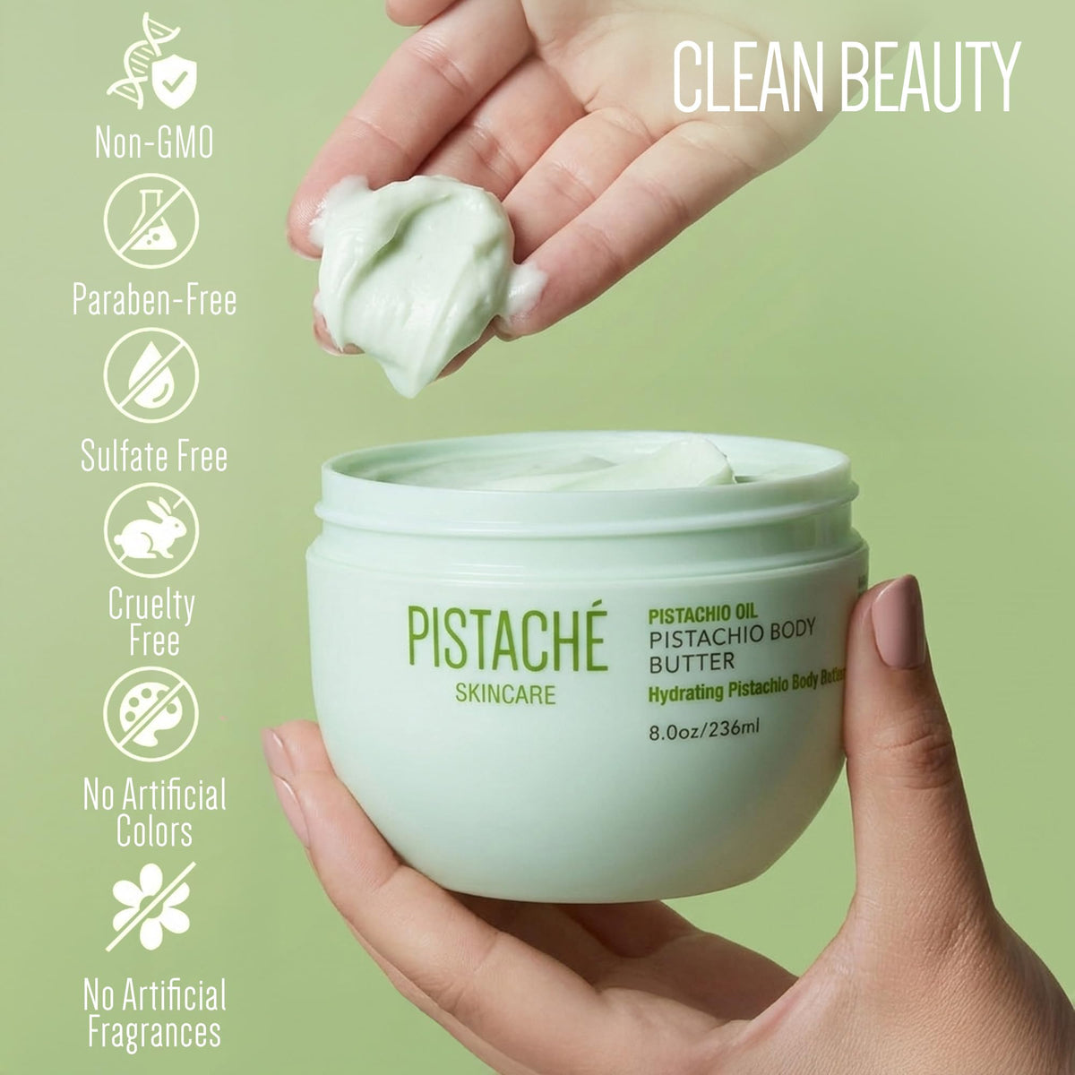 Pistaché Skincare Whipped Pistachio Body Cream, Hydrating, 8oz