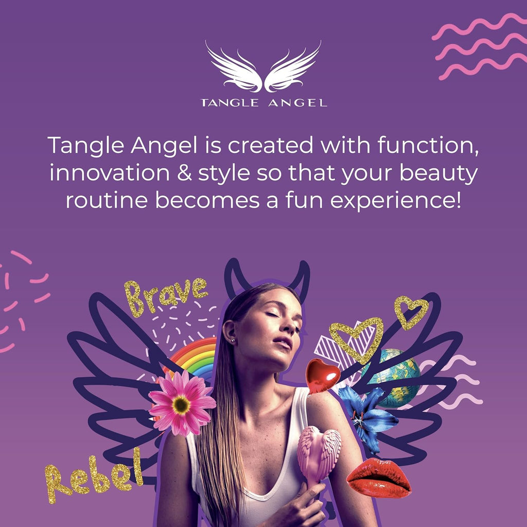 Detangling Hair Brush - Anti Static Angel Wing Hair Brush with Soft & Flexible Bristle for Straight & Wavy Hair - Tangle Angel Hair Detangler Brushes for Blow Drying & Shower - Two Tone Pink Blue