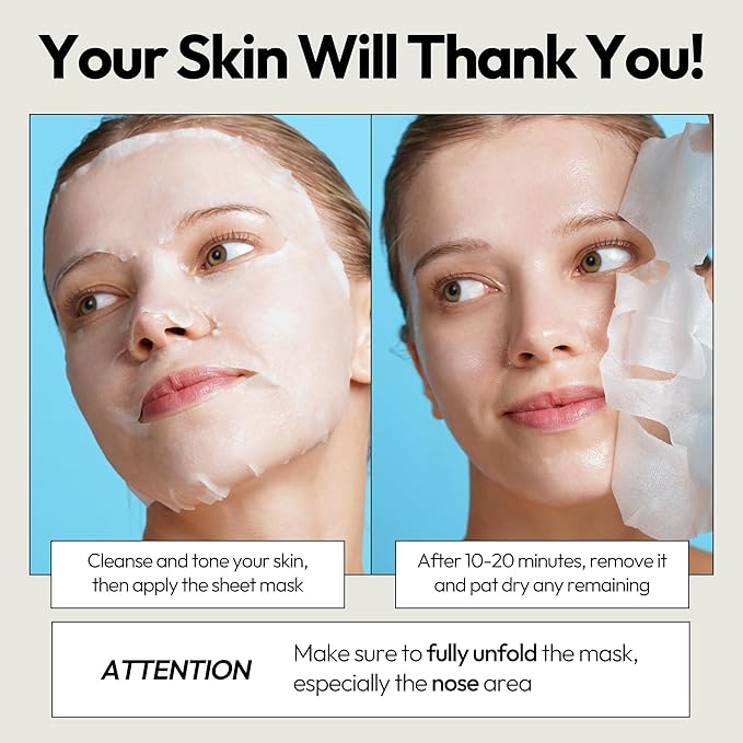 LAPCOS K Beauty Aqua Sheet Mask - Nourishing & Hydrating Face Masks with Sea Water & Spirulina Extract for Deep Hydration & Skin Barrier Support - Highly Breathable Sheet Korean Skin Care (Pack of 5)