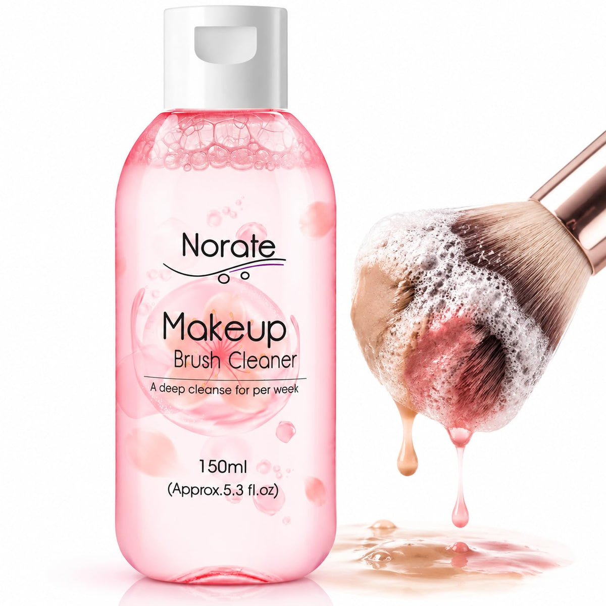 Norate Makeup Brush Cleaner Solution, Brush Shampoo for Sponges, 4.4 Fl Oz