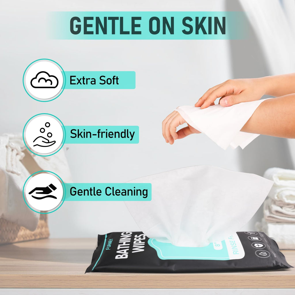 XL Ultra Thick Body Wipes for Adults - 240 Count Extra Large Disposable Cloth Wet Cleansing No Rinse Bathing Washcloths, Waterless Shower，Bath Wipe for Women, Men & Elderly