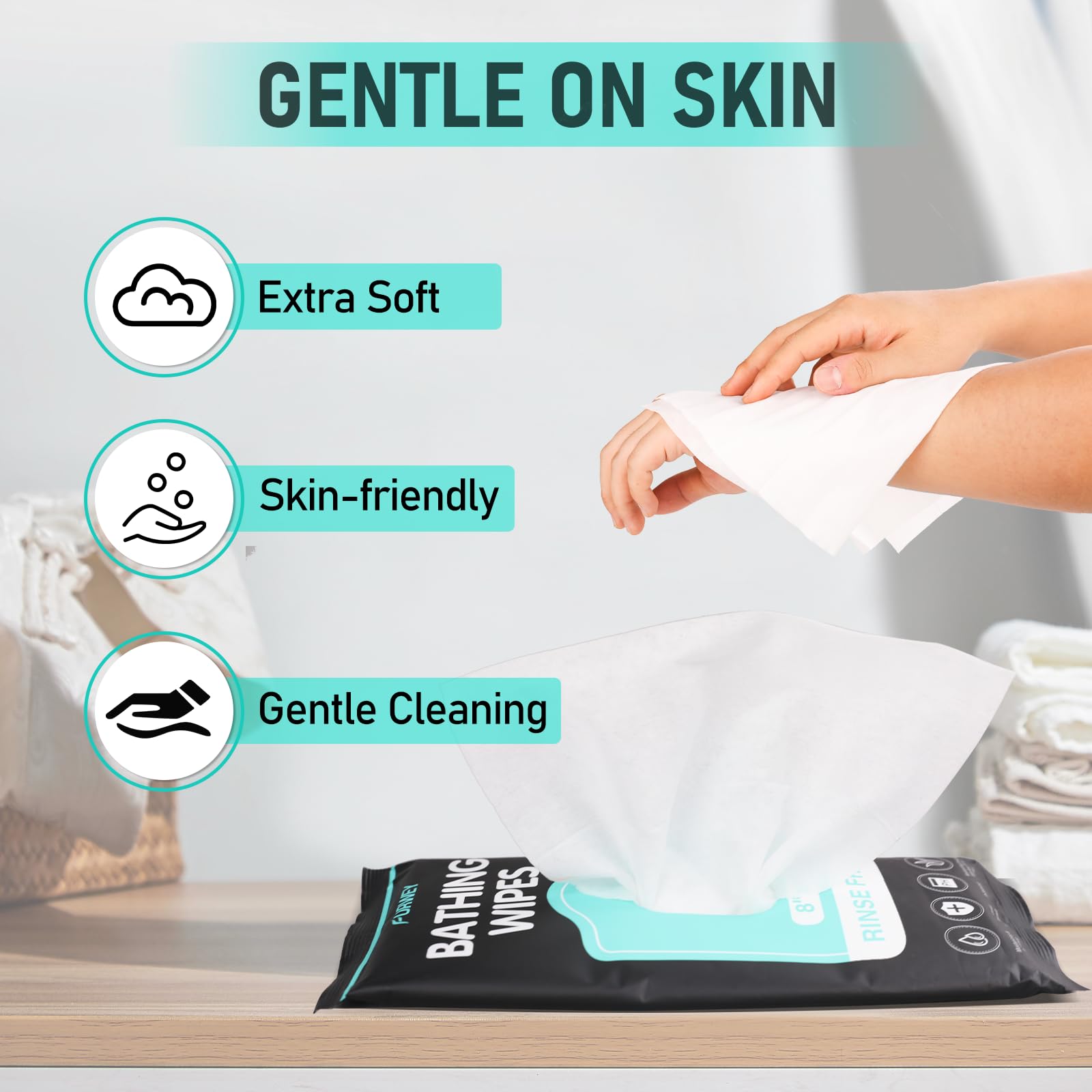 XL Ultra Thick Body Wipes for Adults - 240 Count Extra Large Disposable Cloth Wet Cleansing No Rinse Bathing Washcloths, Waterless Shower，Bath Wipe for Women, Men & Elderly