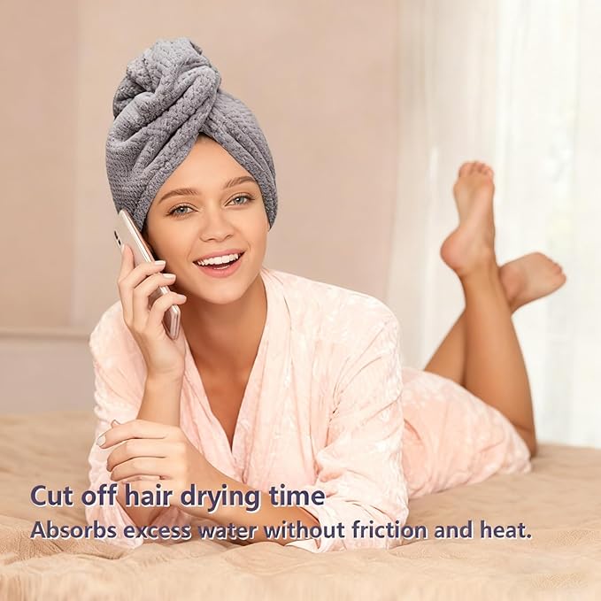 Busftlst 3Pcs Hair Towel Caps, Fast Drying Hair Drying Caps Towel Turban Wrap, for Speedy Drying, Styling, and Deep Conditioning, Travel-Friendly and Lightweight, for Wet Hair Women