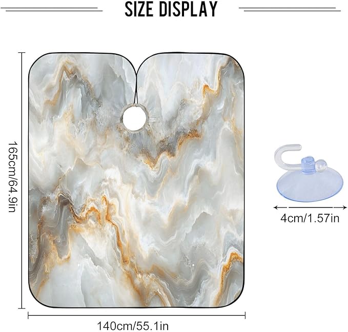 Gravopti White Marble Barber Cape Waterproof Hair Cutting Cape with Adjustable Snap Closure Salon Hairdressing & Beard Shaving Cape for Adults Kids Haircut Accessories