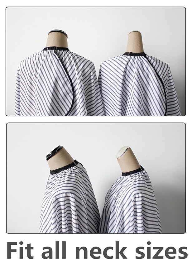 SMARTHAIR Professional Salon Cape Polyester Barber cape Hair Cut Cape,57”x66.8”,Black and White Stripes,C250023B-L