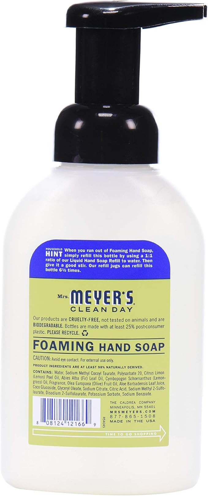Mrs. MEYER'S CLEAN DAY Foaming Hand Soap, Lemon Verbena 10 Fl Oz (Pack of 6)