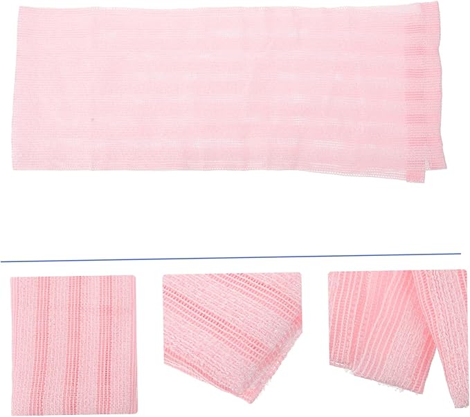 Healeved Back Scrubber Belt Portable Exfoliating Towel Bath Wash Towel Straps Comfortable Material Pink