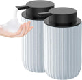 POSOSTO Ceramic Foaming Hand Soap Dispenser 2Pack，12 oz Bathroom Soap Dispensers， Lotion Dispenser for Kitchen, Refillable Matte Streaks Soap Dispenser with Large Pump (Blue-2Pack)