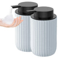 POSOSTO Ceramic Foaming Hand Soap Dispenser 2Pack，12 oz Bathroom Soap Dispensers， Lotion Dispenser for Kitchen, Refillable Matte Streaks Soap Dispenser with Large Pump (Blue-2Pack)