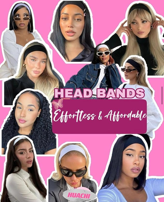 Huachi Headbands for Women Trendy 16 Pack Elastic Hair Bands for Women Non Slip Soft Cloth Fabric Head Bands Y2K Hair Accessories, Floral Bow Valentine Heart Headband