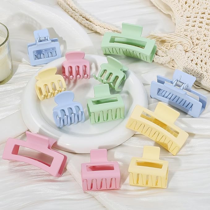 SMKSL 3 Styles Hair Clips for Women Small Medium Big Claw Clips for Thin Thick Hair 12 Pcs Hair Claw Clips Hair Clips Combination Hair Accessories for Women (Colorful)