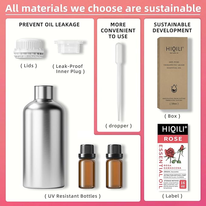 HIQILI Rose Essential Oil Large Capacity for Skin Care & Candle Making