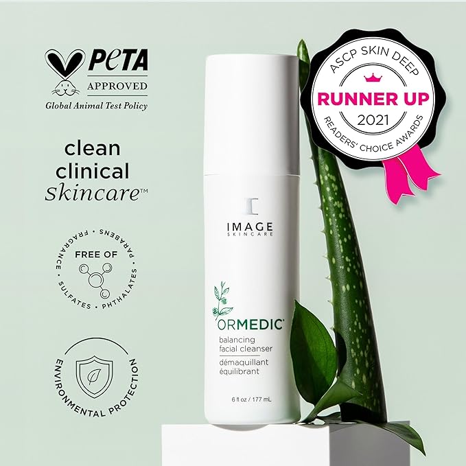 IMAGE Skincare,ORMEDIC pH Balancing Facial Cleanser,Hydrating and Mild Foaming Face Wash with Aloe Vera,6 fl oz,(Pack of 2)