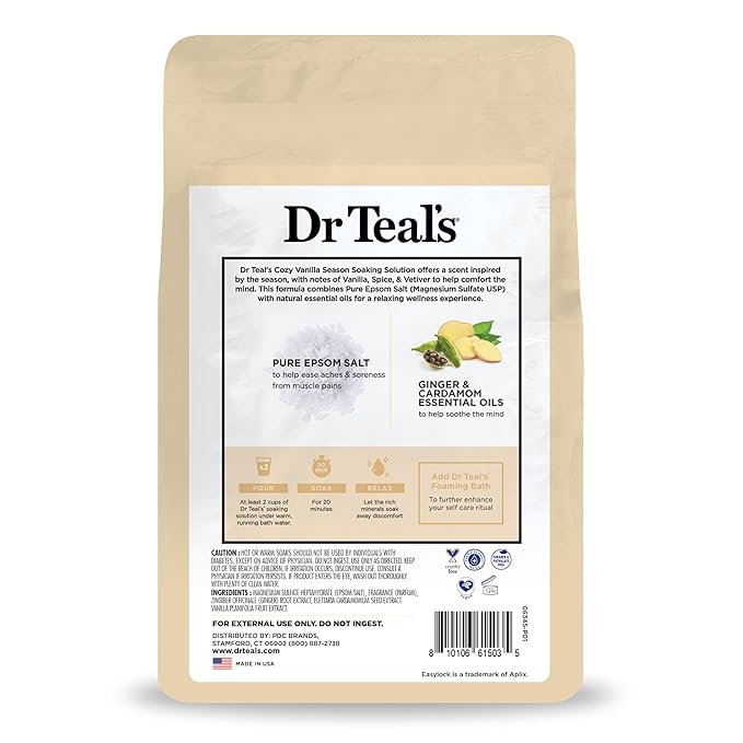 Dr Teal's Epsom Salt Magnesium Soak, Vanilla Comfort, 3 lbs