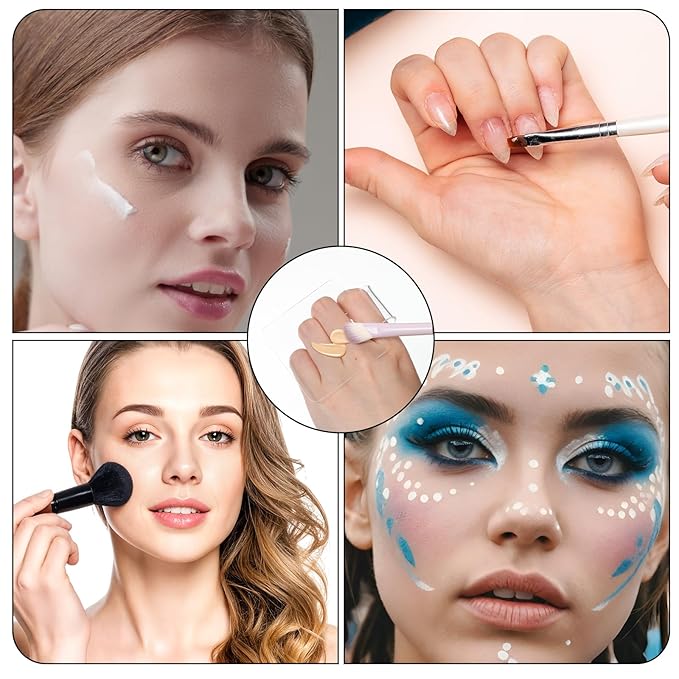 Handheld Makeup Mixing Palette, Acrylic Foundation Mixing Tray, Clear Nail Art Manicure Palette Eyeshadow Cosmetic Tray for Makeup Blending