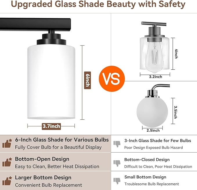 VerRon 5-Light Bathroom Light Fixtures, 31" Black Modern Vanity Lights