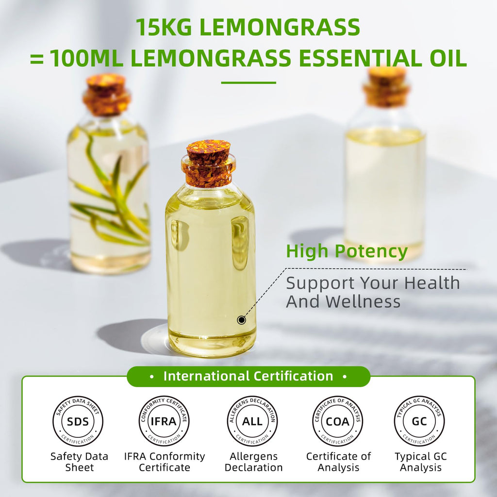 HIQILI Lemongrass Essential Oil Large Capacity for Body Massage