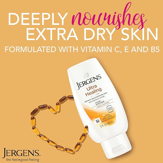 Jergens Ultra Healing Body Lotion, Moisturizer for Dry Skin, 3 fl oz, 3pk