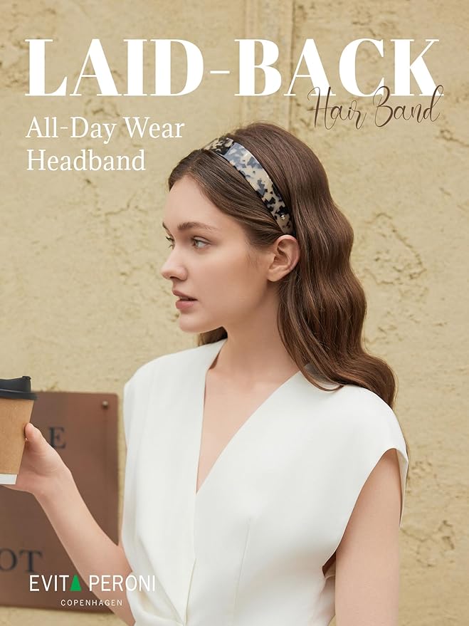 EVITA PERONI 1.18 Inches Hair Bands for Women's Hair Acetate No Slip-Amber