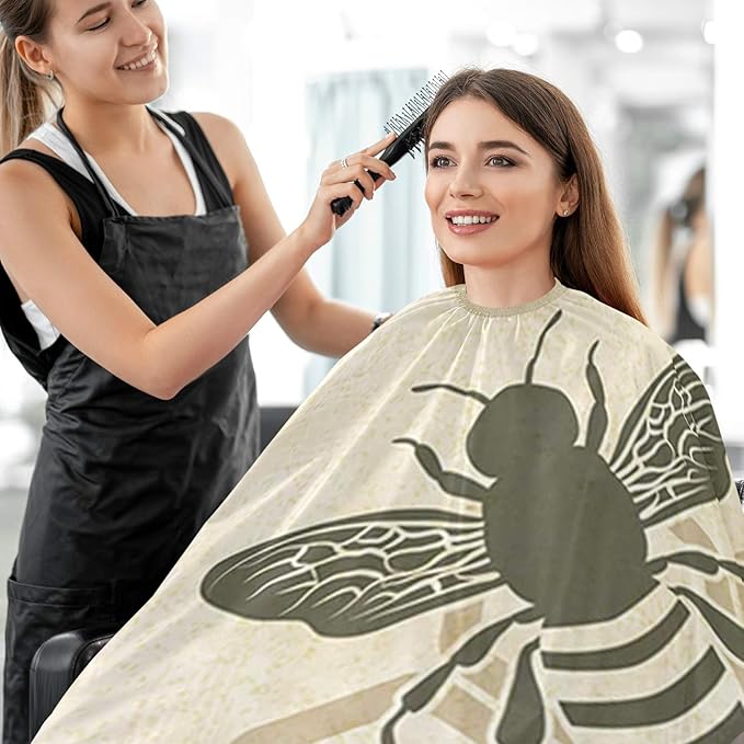 visesunny Barber Cape Vintage Bee Polyester Hair Cutting Salon Cape Apron Anti-Static Haircut Water-Resistant Shaving Cloth Beard Shaving Bib Hairdressing Cape