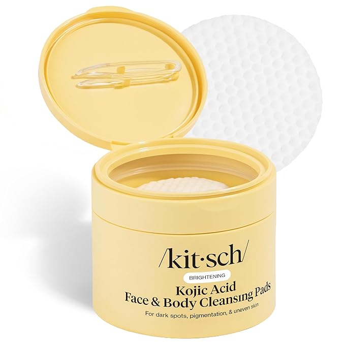 Kitsch Kojic Acid Pre-Soaked Cotton Pads for Face and Body – 50 Count