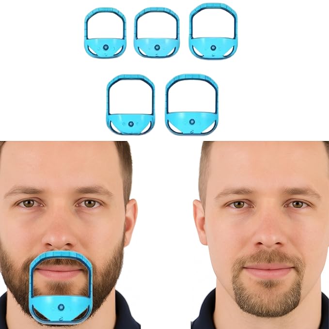 Sasha Square Goatee Beard Shaper Template for Men, Goatee & Beard Trimming Shaving Kit, Saves Time (Blue)