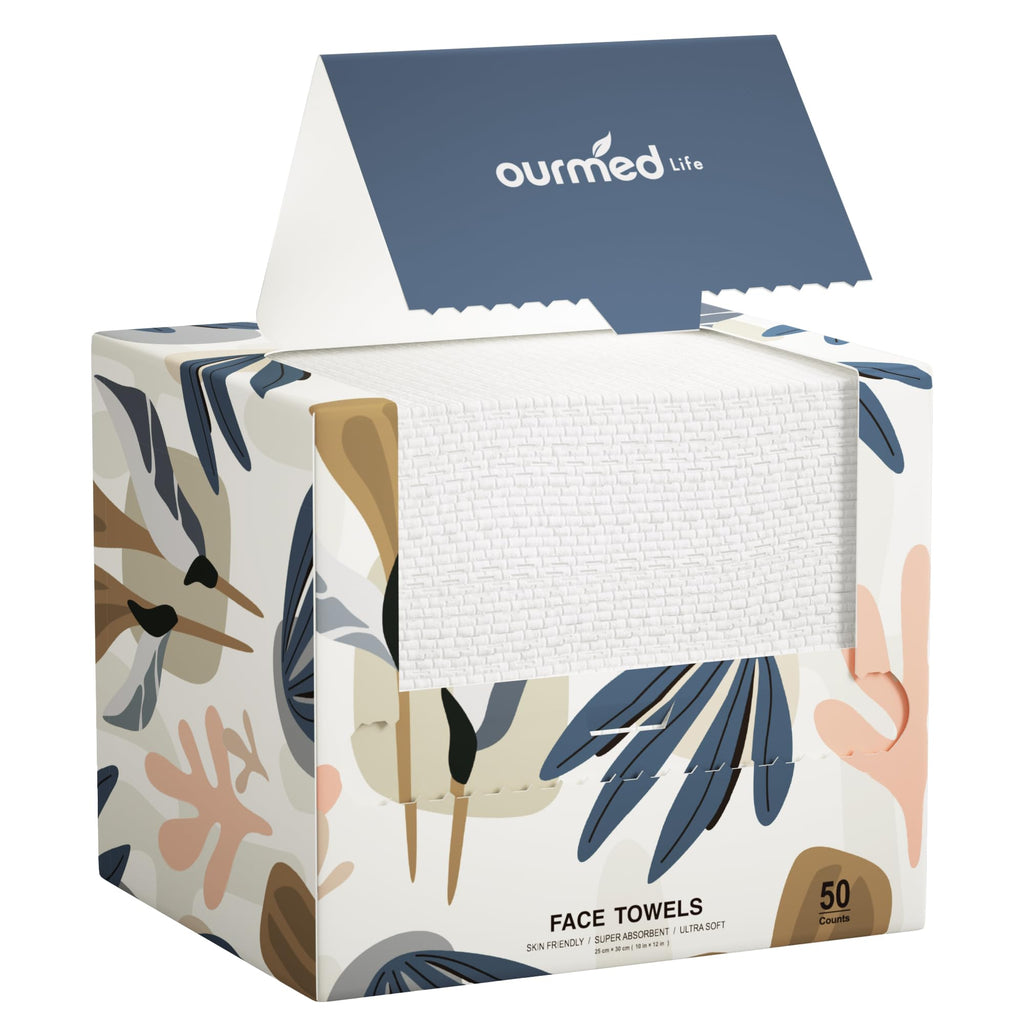 Ourmed Life Disposable Face Towels XL, Ultra Soft & Absorbent, 50 Count