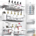 NESOMI Shower Caddy Adhesive Shower Organizer 8-Pack, Rustproof Stainless Steel Bathroom Shelves, Large Capacity No-Drill Rack Storage Accessories with Soap Dish Toothbrush Holder Hooks