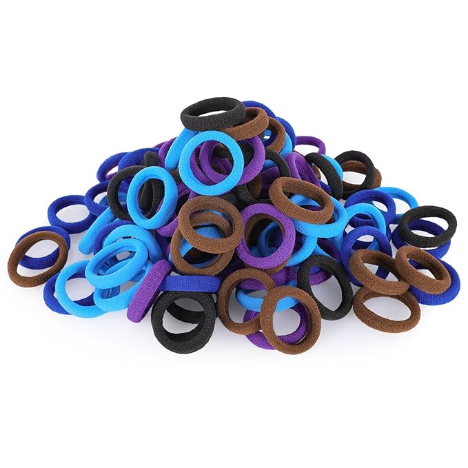 QRTVI 120 Pcs Baby Hair Ties, Cotton Toddler Hair Ties for Girls and Kids, Multicolor Small Seamless Hair Bands Elastic Ponytail Holders(Dark)