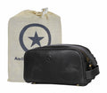 10" Premium Leather Toiletry Travel Pouch With Waterproof Lining Black Color | King-Size Handcrafted Vintage Shaving Kit By Aaron Leather Goods (Florida Black)