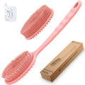GEENOA Silicone Back Scrubber for Shower, Gentle Shower Scrubber for Lathering, Softe Silicone Loofah with Two Replaceable Brush Heads, Good for Kids, Sensitive Skin(Pink-Two Heads)