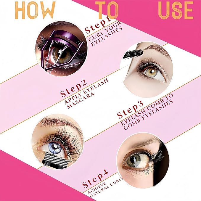 Acavado Professional Eyelash Curler with Lash Comb – Award-Winning Design – Pinch-Free, Effortless Curl for a Lash-Lift Effect in Seconds, Perfect for Home or Travel, Rose